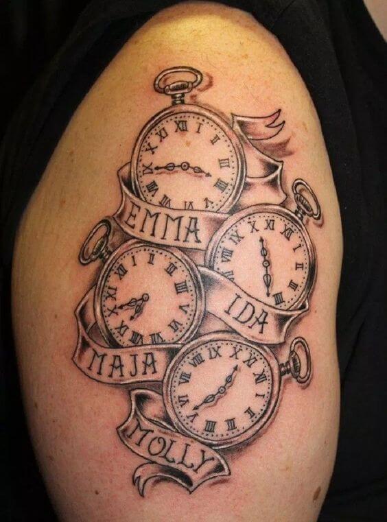 20+ Wonderful Birth Clock Tattoo Design Ideas
