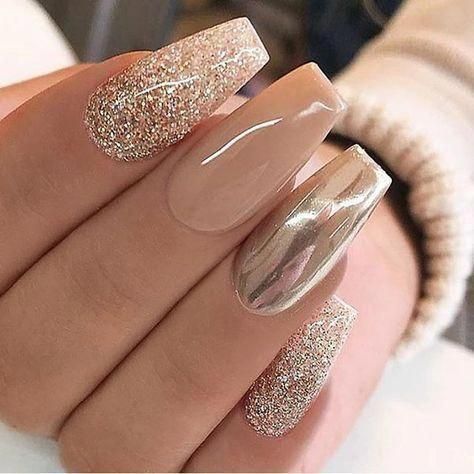 nude and gold nails ideas