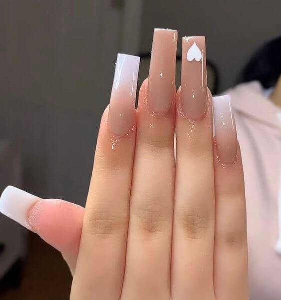 Amazon.com : French Tip Press on Nails Long Square Fake Nails White Nail  Tip Acrylic Nails Rhinestone False Nails with Star Design Full Cover  Artificial Nails Glossy Glue on Nails Stick on