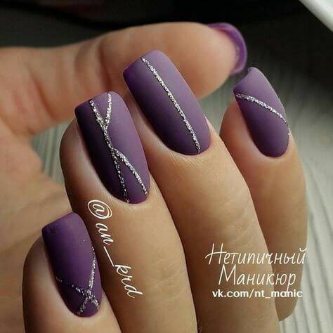 purple and silver nails