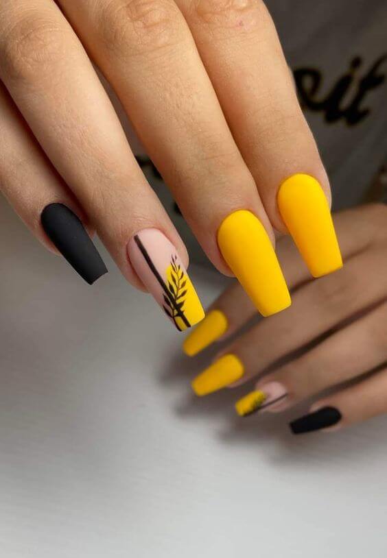 black and yellow nail art designs