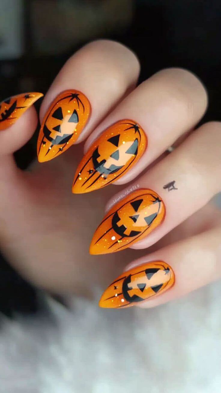 halloween pumpkin nails
