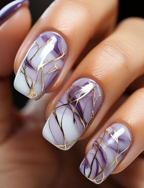 lavender and gold nail designs